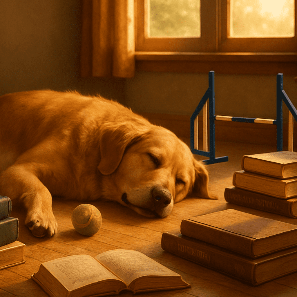 perro libros agility durmiendo
